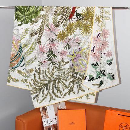 HERMES 26S SCARF 135 IN SILK AND CASHMERE 499966