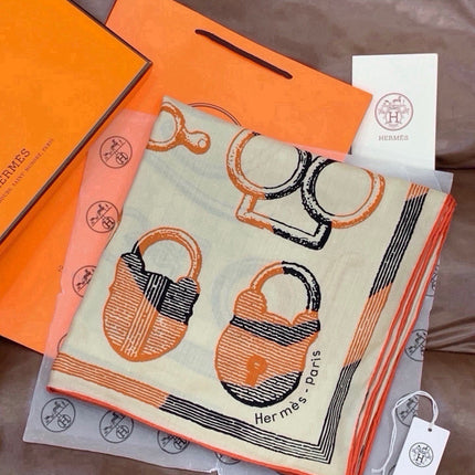 HERMES 26S SCARF 135 IN SILK AND CASHMERE 499943