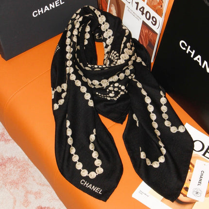 CHANEL 26S SCARF 140 IN SILK AND CASHMERE 509499