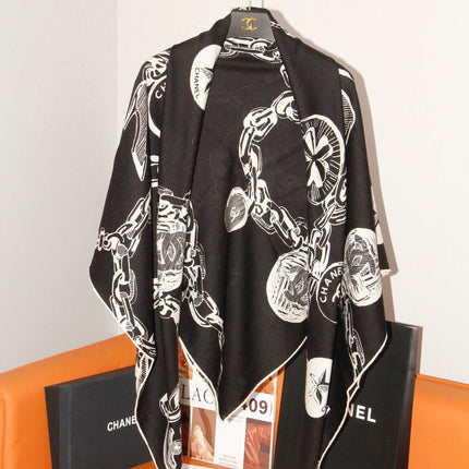CHANEL 26S SCARF 140 IN SILK AND CASHMERE 509501