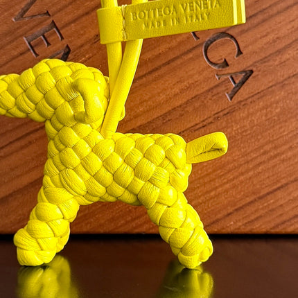 BOTTEGA VENETA 25S DOG CHARM IN LEMON YELLOW CALFSKIN