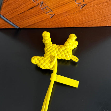 BOTTEGA VENETA 25S DOG CHARM IN LEMON YELLOW CALFSKIN