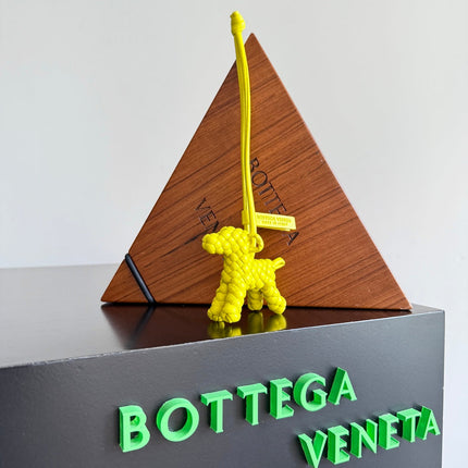 BOTTEGA VENETA 25S DOG CHARM IN LEMON YELLOW CALFSKIN