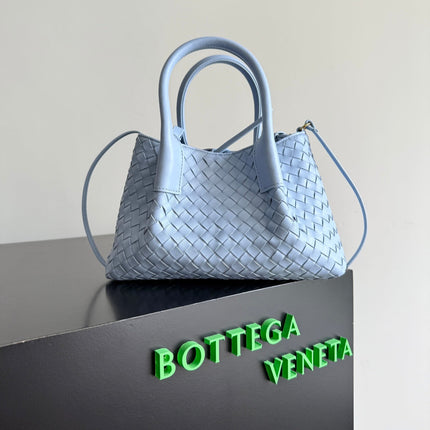 BOTTEGA VENETA 25S SMALL PINACOTECA REVERSIBLE BAG 24 IN LIGHT BLUE CALFSKIN