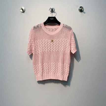 CELINE 26S LOGO SHORT SLEEVE KNITTED TOP 179