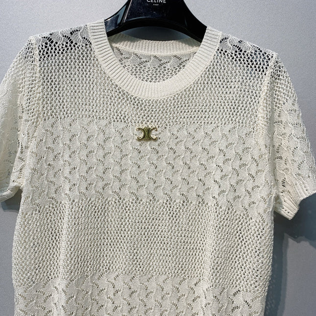 CELINE 26S LOGO SHORT SLEEVE KNITTED TOP 178