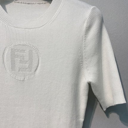 FENDI 26S SHORT-SLEEVE KNIT TOP 460