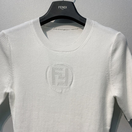 FENDI 26S SHORT-SLEEVE KNIT TOP 460