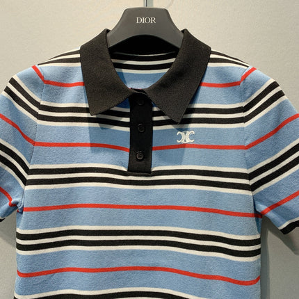 CELINE 26S STRIPED SHORT-SLEEVE POLO SHIRT 443