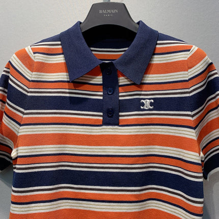 CELINE 26S STRIPED SHORT-SLEEVE POLO SHIRT 442