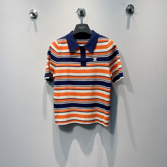 CELINE 26S STRIPED SHORT-SLEEVE POLO SHIRT 442