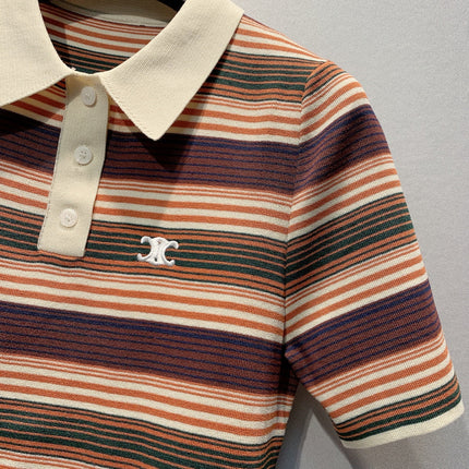 CELINE 26S STRIPED SHORT-SLEEVE POLO SHIRT 441