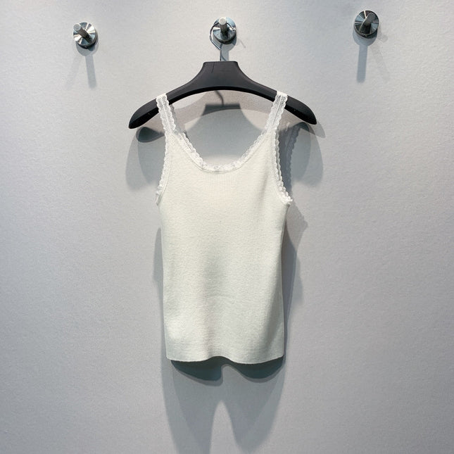 PRADA 26S LACE-TRIMMED SLEEVELESS TOP 1000