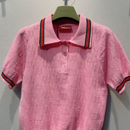 GUCCI 26S SHORT-SLEEVE KNIT POLO SHIRT 378
