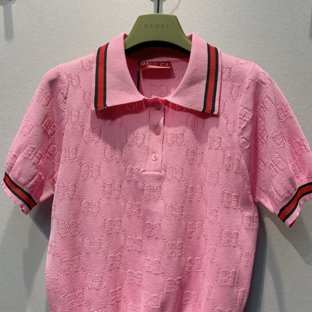 GUCCI 26S SHORT-SLEEVE KNIT POLO SHIRT 378