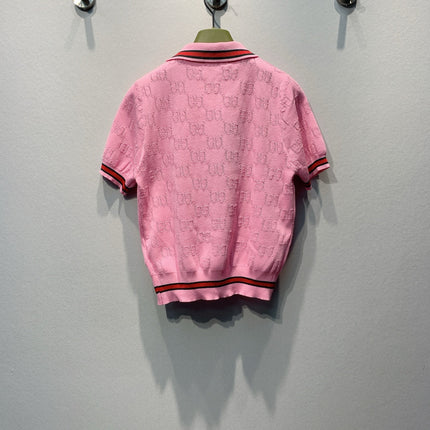 GUCCI 26S SHORT-SLEEVE KNIT POLO SHIRT 378