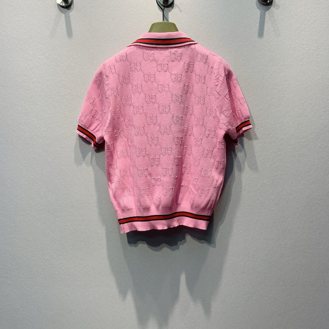 GUCCI 26S SHORT-SLEEVE KNIT POLO SHIRT 378
