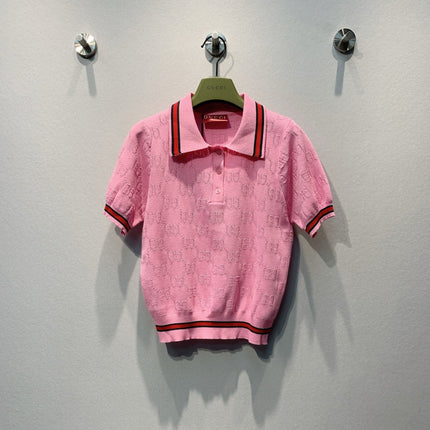 GUCCI 26S SHORT-SLEEVE KNIT POLO SHIRT 378