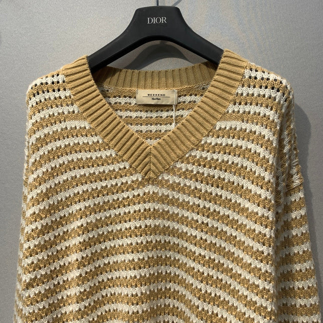 MAXMARA 26S V-NECK STRIPED KNIT SWEATER 247