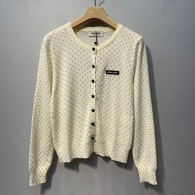MIUMIU 26S POLKA DOT KNITTED CARDIGAN 1252