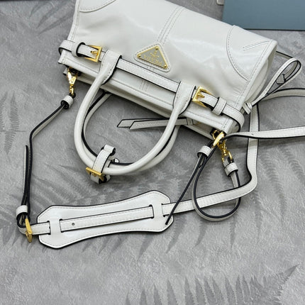 PRADA 25S BONNIE MINI HANDBAG 23 IN WHITE CALFSKIN GOLD HARDWARE