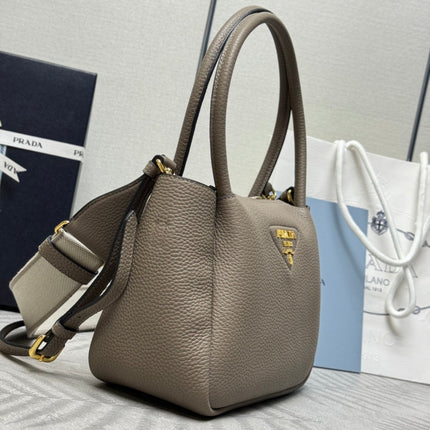 PRADA 25S SMALL BAG 23 IN TAUPE CALFSKIN GOLD HARDWARE