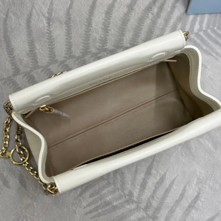 PRADA 25S ENCHAINE MINI BAG 22 IN WHITE CALFSKIN GOLD HARDWARE