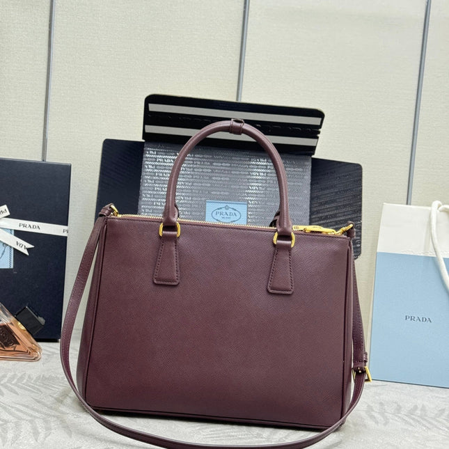 PRADA 26S GALLERIA 32 BAG IN BURGUNDY SAFFIANO