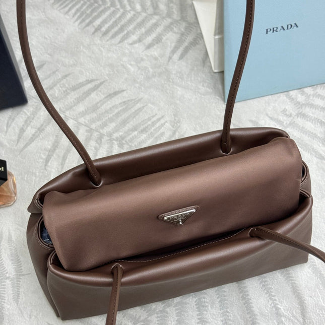 PRADA 26S  BONNIE HANDBAG 28 IN BROWN CALFSKIN
