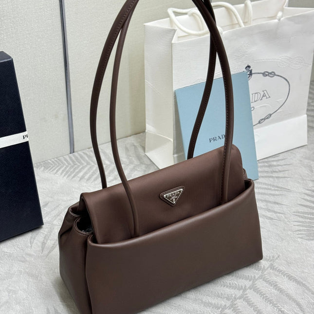 PRADA 26S  BONNIE HANDBAG 28 IN BROWN CALFSKIN