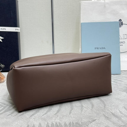 PRADA 26S  BONNIE HANDBAG 28 IN BROWN CALFSKIN