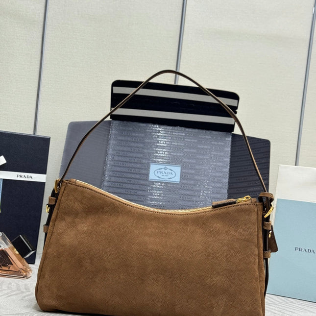 PRADA 26S SHOULDER BAG 36 IN BROWN LEATHER
