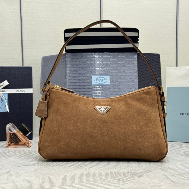 PRADA 26S SHOULDER BAG 36 IN BROWN LEATHER