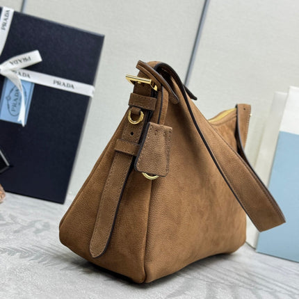 PRADA 26S SHOULDER BAG 36 IN BROWN LEATHER