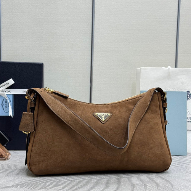 PRADA 26S SHOULDER BAG 36 IN BROWN LEATHER