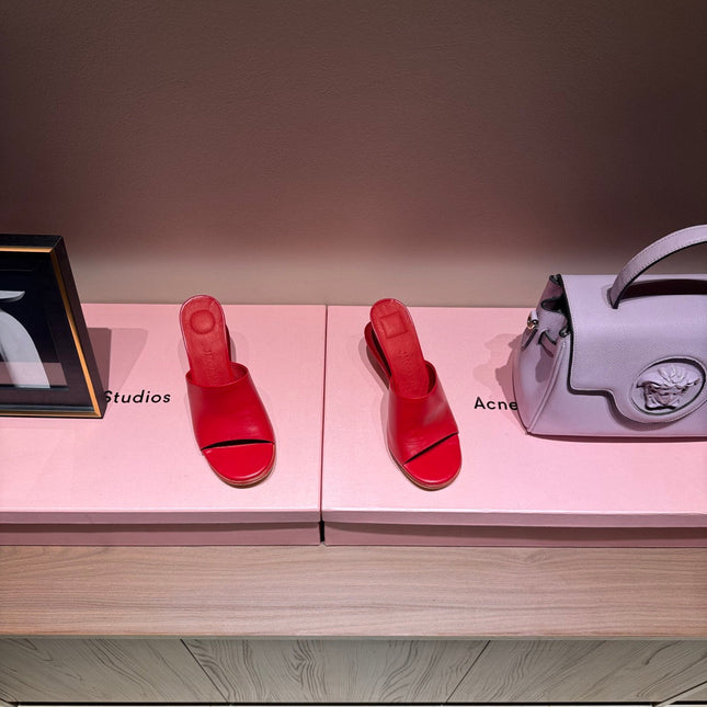 JACQUEMUS 26S DOUBLE-PLATFORM HEEL SANDALS 100 MM IN RED CALFSKIN