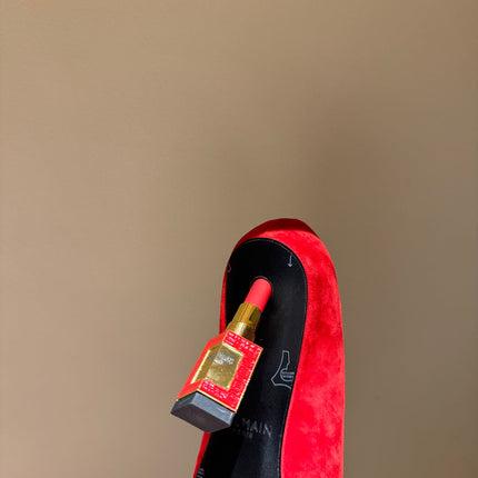 BALMAIN 26S HIGH HEELS 100 MM IN RED SUEDE