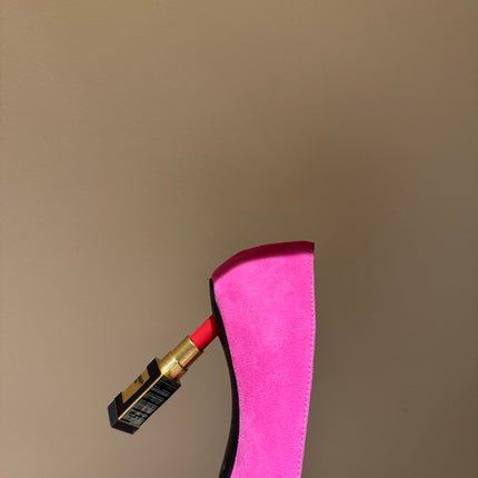 BALMAIN 26S HIGH HEELS 100 MM IN DARK PINK SUEDE