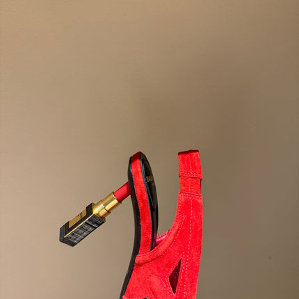 BALMAIN 26S SLINGBACK HEELS 100 MM IN RED SUEDE
