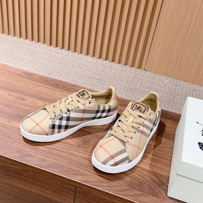 BURBERRY 26S SNEAKERS IN LIGHT BEIGE CANVAS PLAID