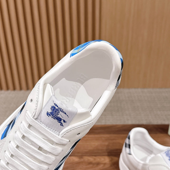 BURBERRY 26S SNEAKERS IN WHITE  SOFT CALFSKIN AND FABRIC