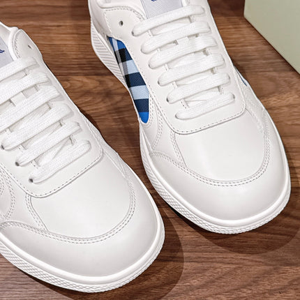 BURBERRY 26S SNEAKERS IN WHITE  SOFT CALFSKIN AND FABRIC