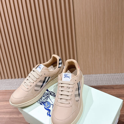 BURBERRY 26S SNEAKERS IN BEIGE SOFT CALFSKIN AND FABRIC