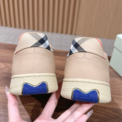 BURBERRY 26S SNEAKERS IN BEIGE SOFT CALFSKIN AND FABRIC