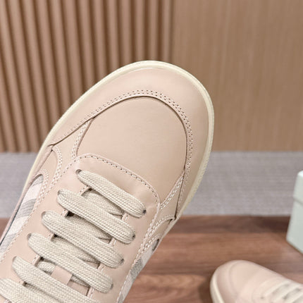 BURBERRY 26S SNEAKERS IN BEIGE SOFT CALFSKIN AND FABRIC