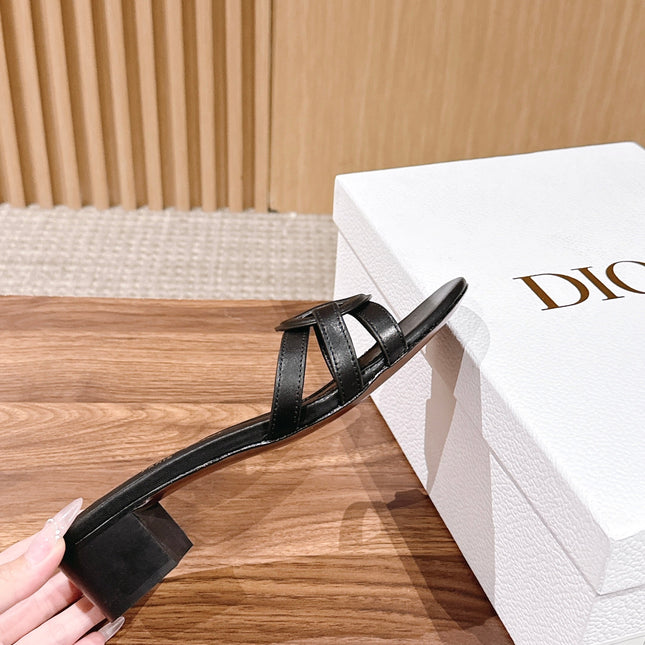 DIOR 26S HEEL SANDALS IN BLACK CALFSKIN STRAPPY