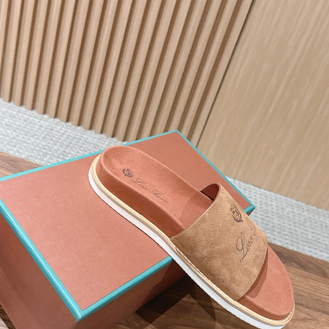 LP 26S SLIDES SANDAL IN BROWN SUEDE WITH LOGO