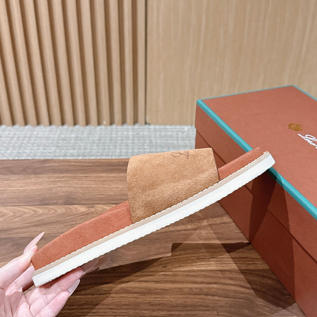 LP 26S SLIDES SANDAL IN BROWN SUEDE WITH LOGO