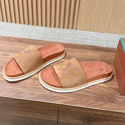 LP 26S SLIDES SANDAL IN BROWN SUEDE WITH LOGO