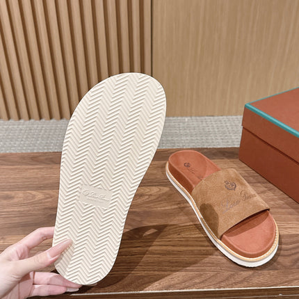 LP 26S SLIDES SANDAL IN BROWN SUEDE WITH LOGO